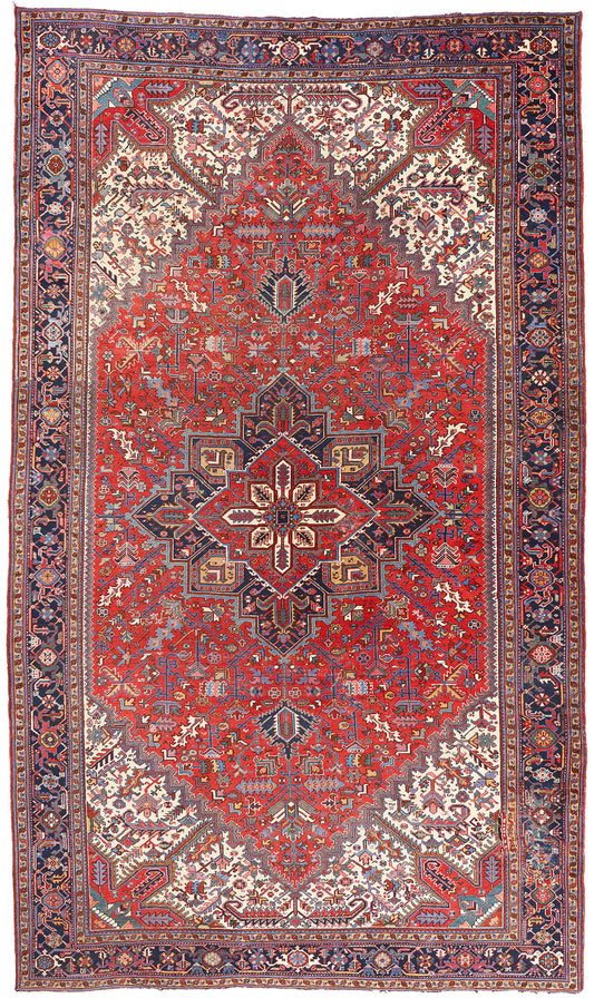 11 x 19 - Red Antique Persian Heriz Rug - 79733