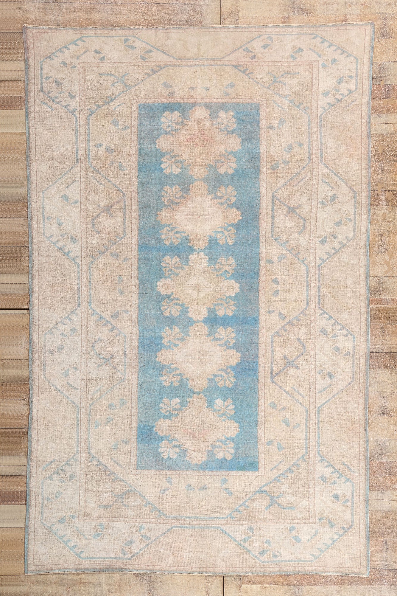 6 x 10 - Blue Vintage Turkish Oushak Rug - 79735