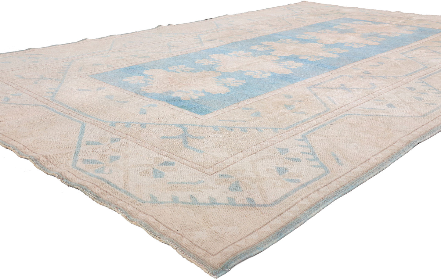 6 x 10 - Blue Vintage Turkish Oushak Rug - 79735