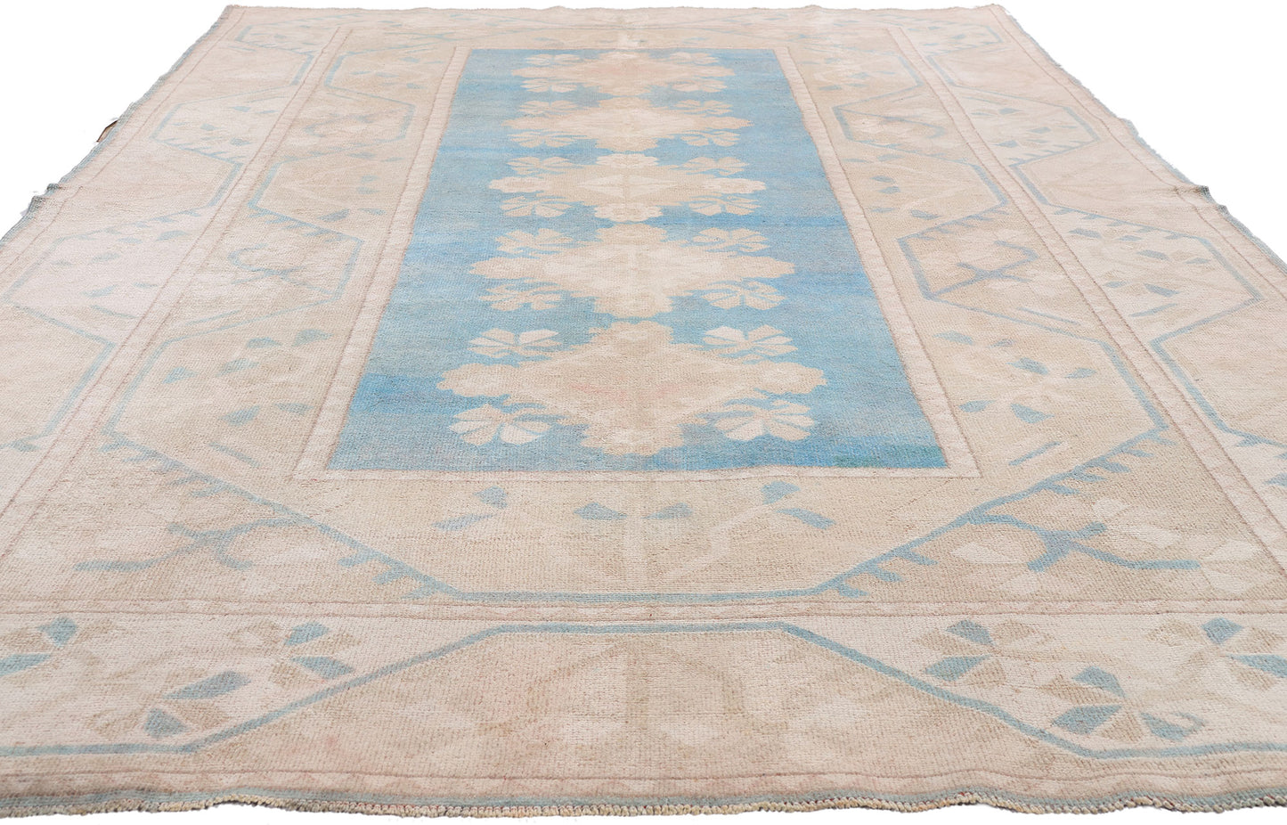 6 x 10 - Blue Vintage Turkish Oushak Rug - 79735