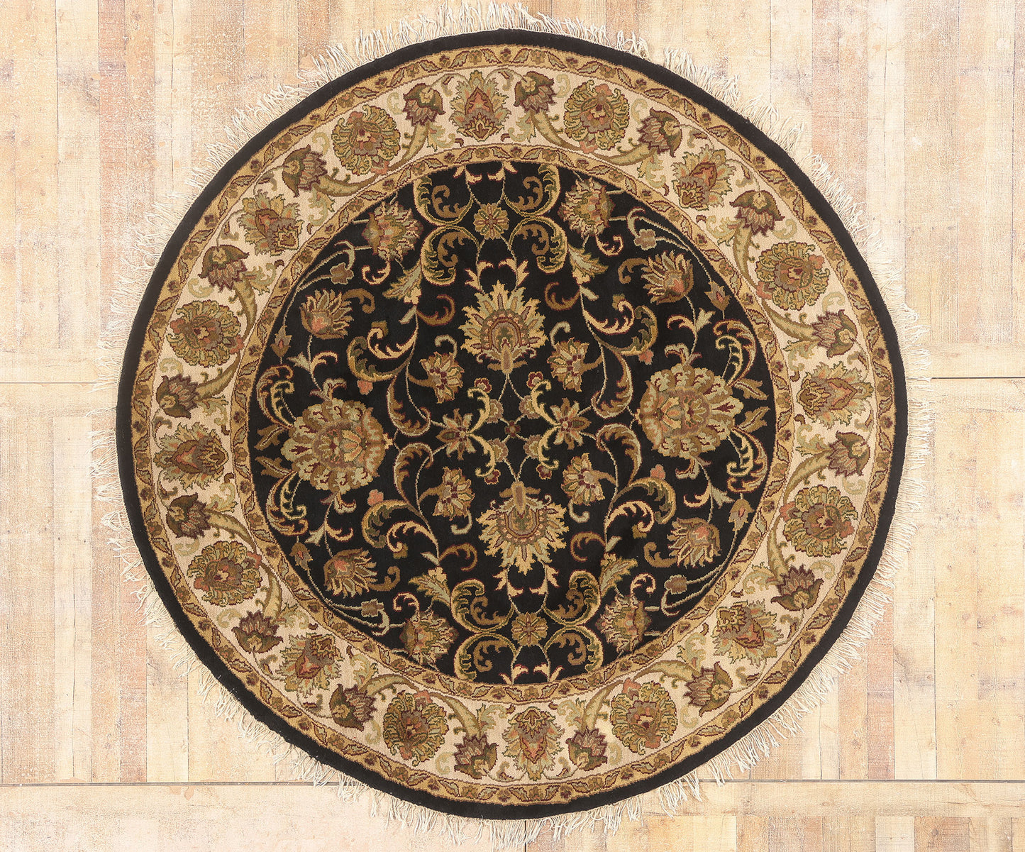 8 x 8 - Black Vintage Indian Oushak Rug - 79736