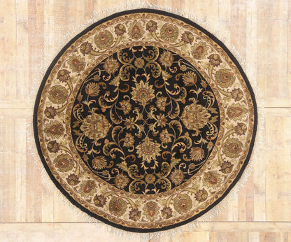 8 x 8 - Black Vintage Indian Oushak Rug - 79736