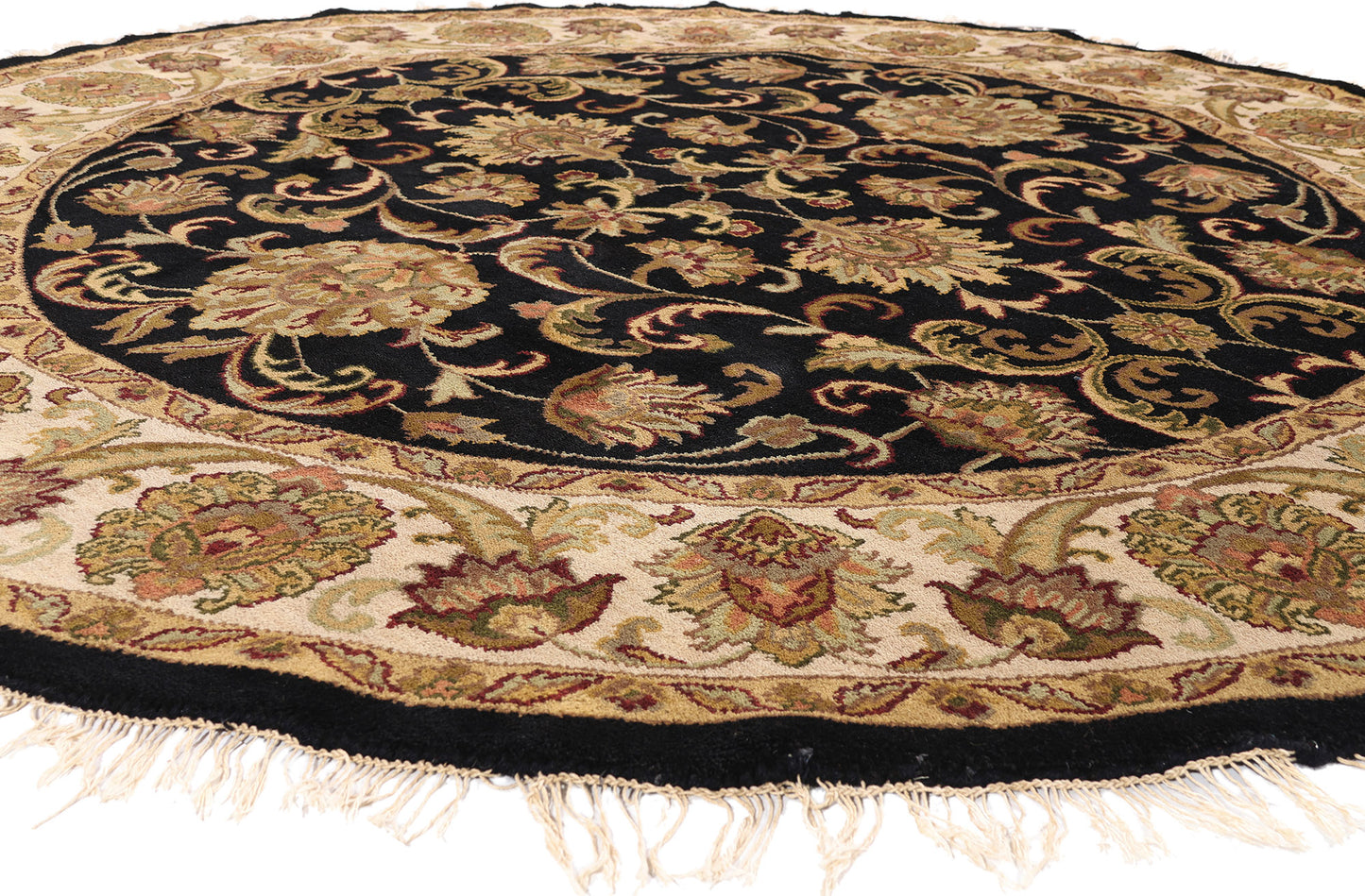 8 x 8 - Black Vintage Indian Oushak Rug - 79736