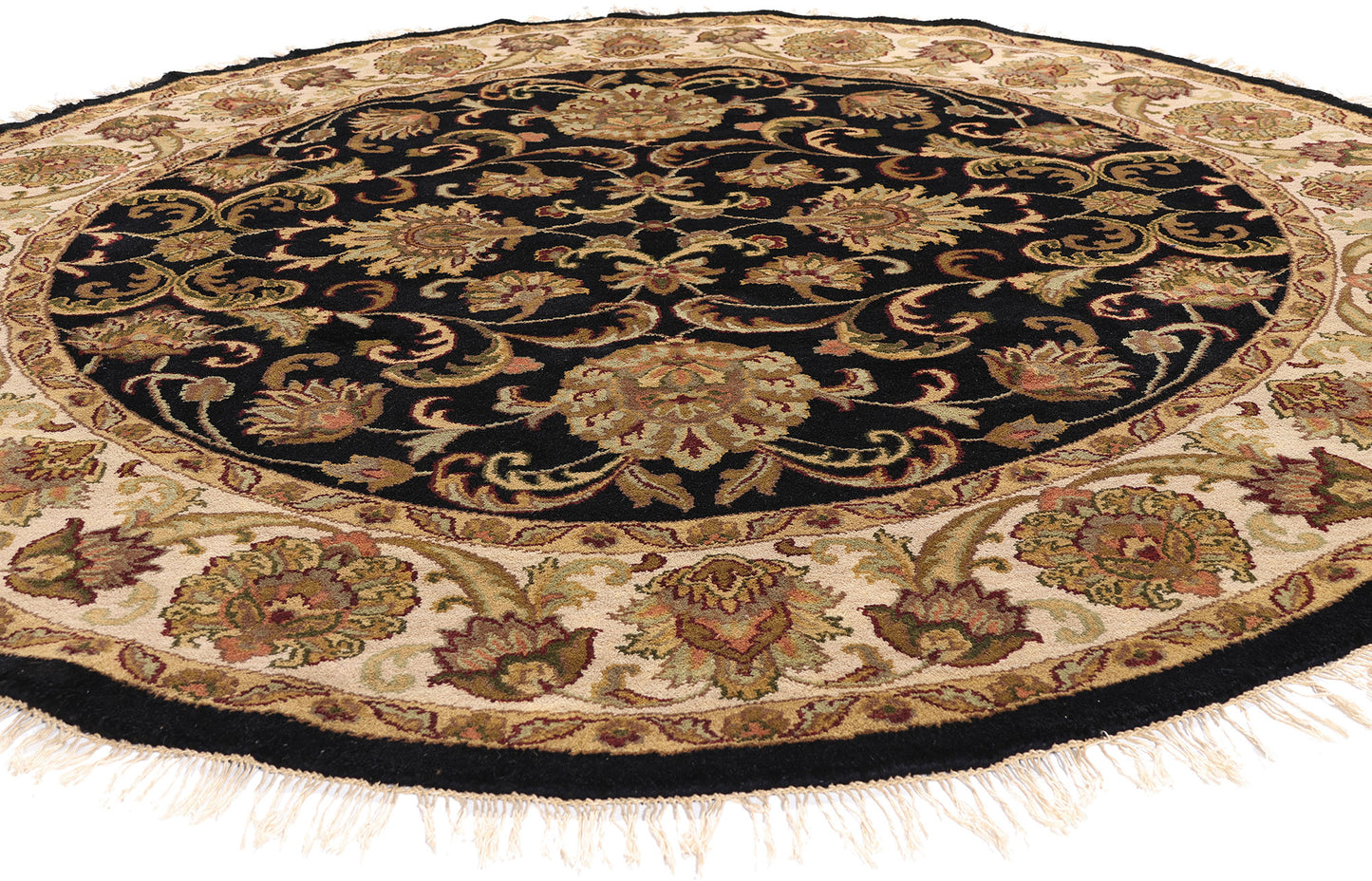 8 x 8 - Black Vintage Indian Oushak Rug - 79736