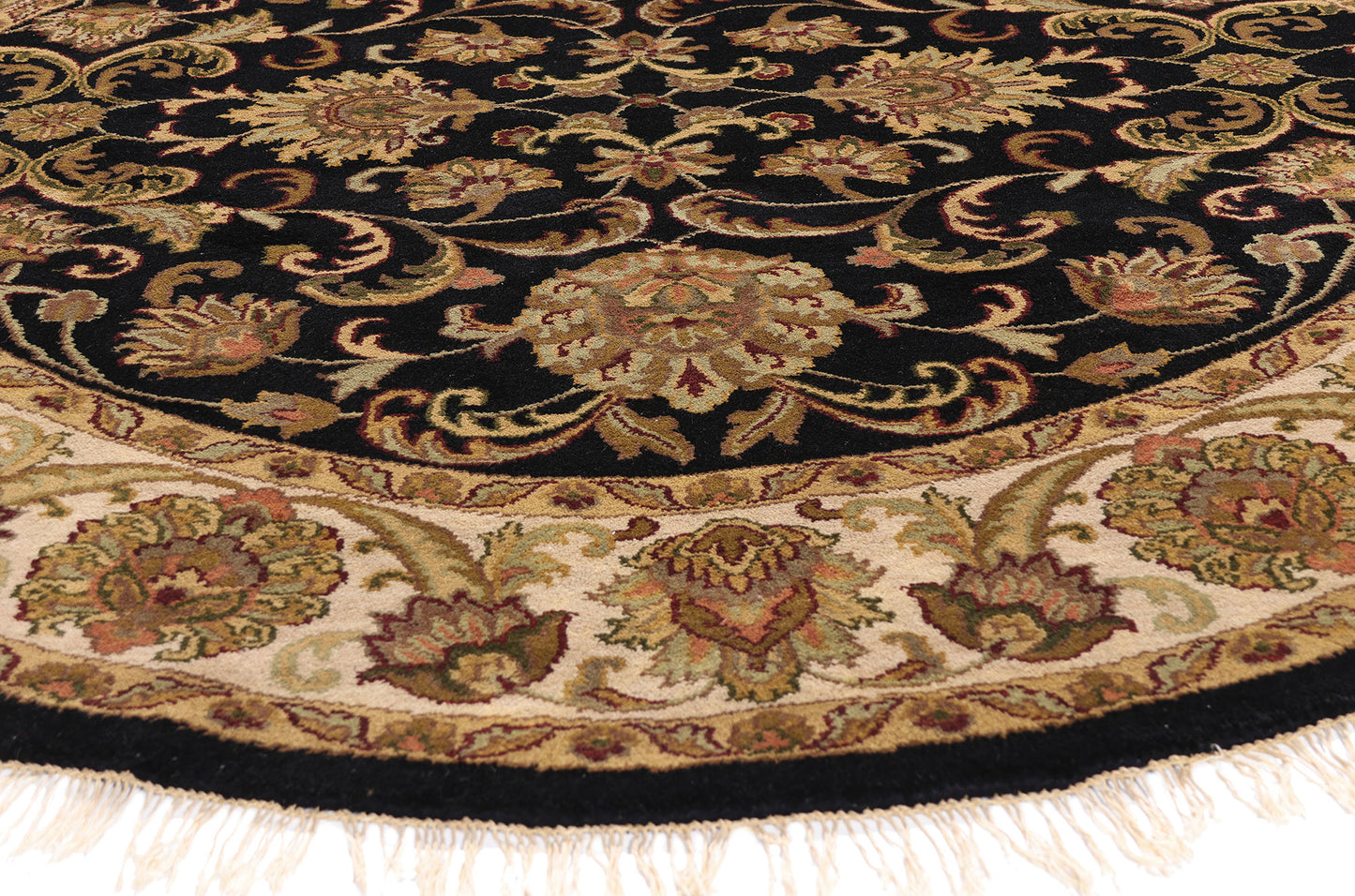 8 x 8 - Black Vintage Indian Oushak Rug - 79736