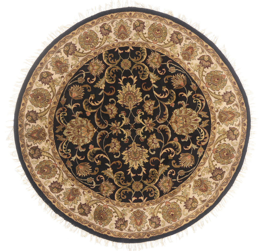 8 x 8 - Black Vintage Indian Tabriz Rug - 79736