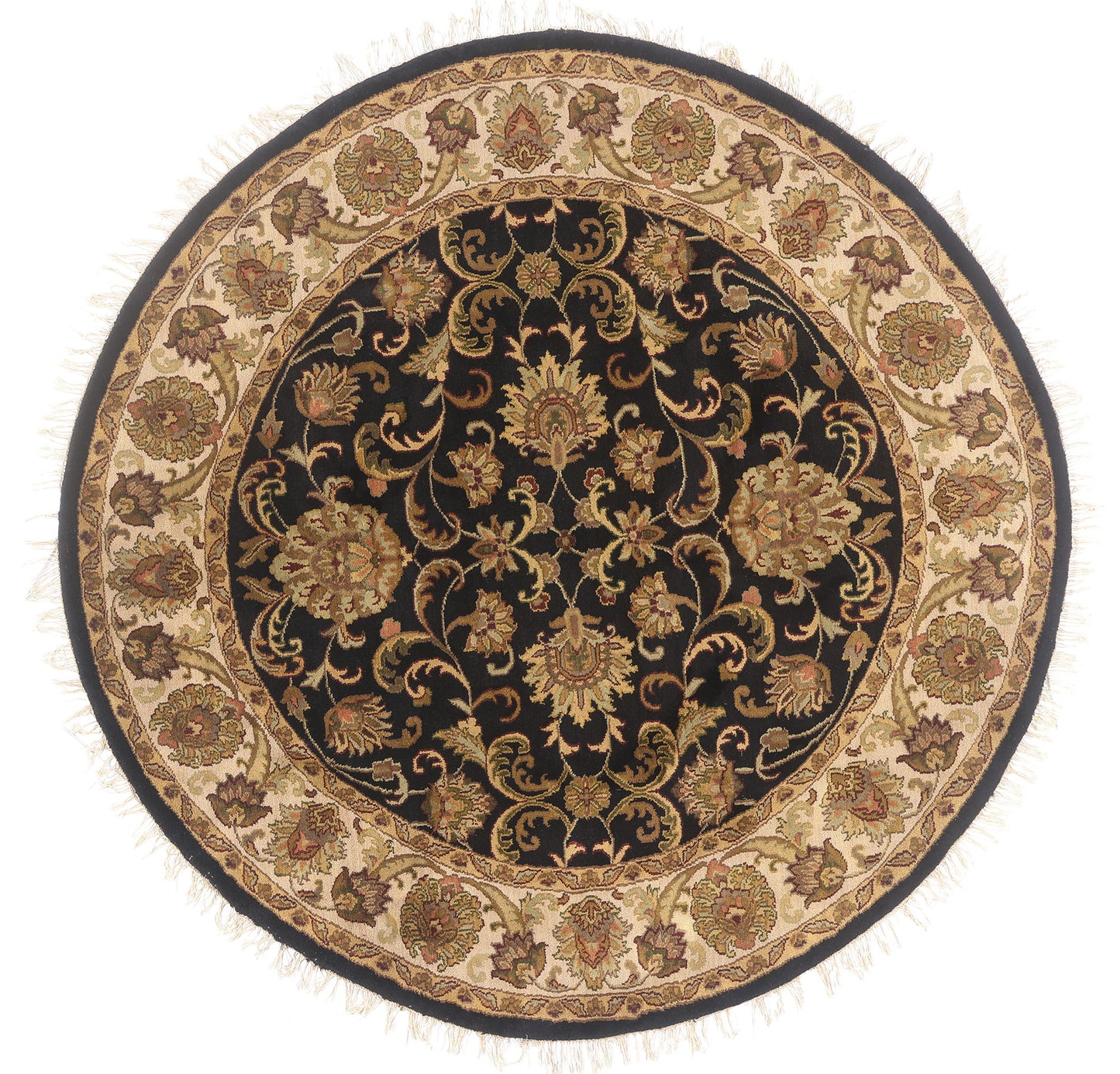 8 x 8 - Black Vintage Indian Oushak Rug - 79736
