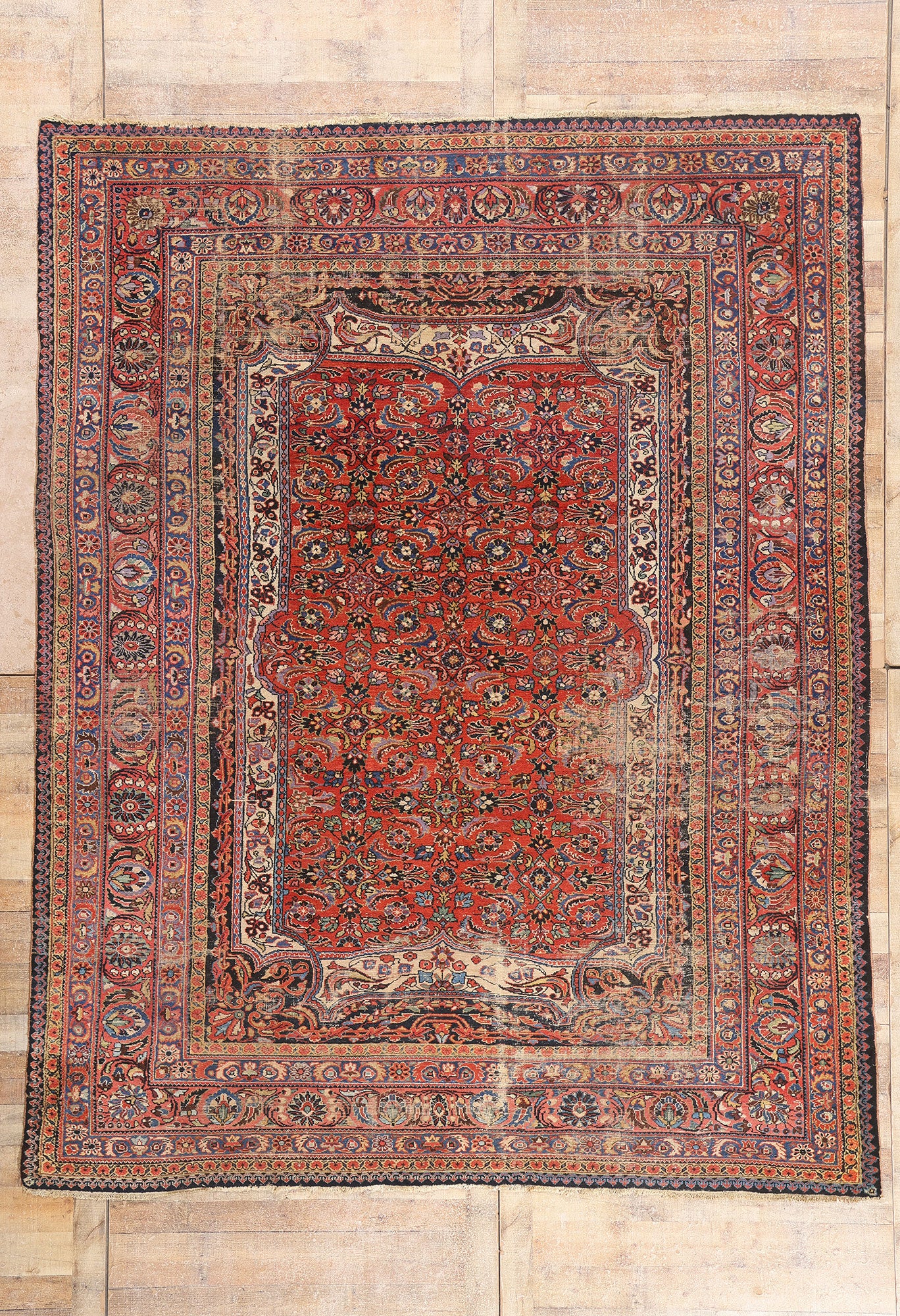 9 x 11 - Red Antique Persian Lilihan Rug - 79737