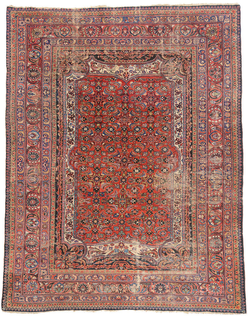 9 x 11 - Red Antique Persian Lilihan Rug - 79737