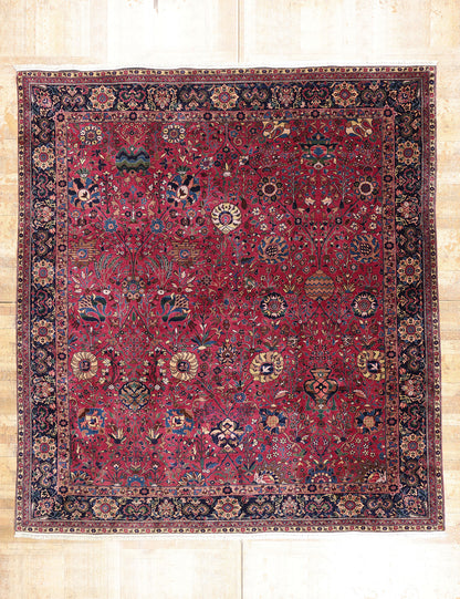 13 x 15 - Burgundy Vintage Indian Agra Rug - 79738