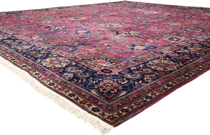 13 x 15 - Burgundy Vintage Indian Agra Rug - 79738