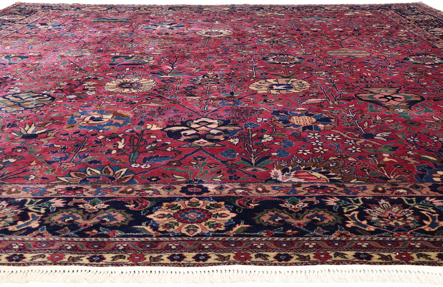 13 x 15 - Burgundy Vintage Indian Agra Rug - 79738