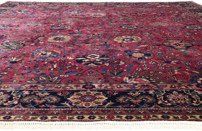 13 x 15 - Burgundy Vintage Indian Agra Rug - 79738