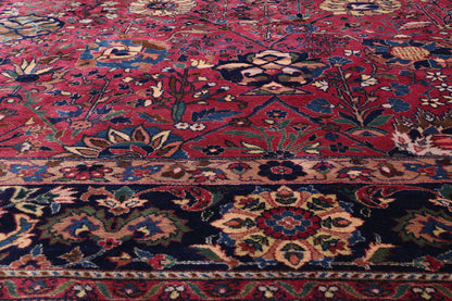 13 x 15 - Burgundy Vintage Indian Agra Rug - 79738