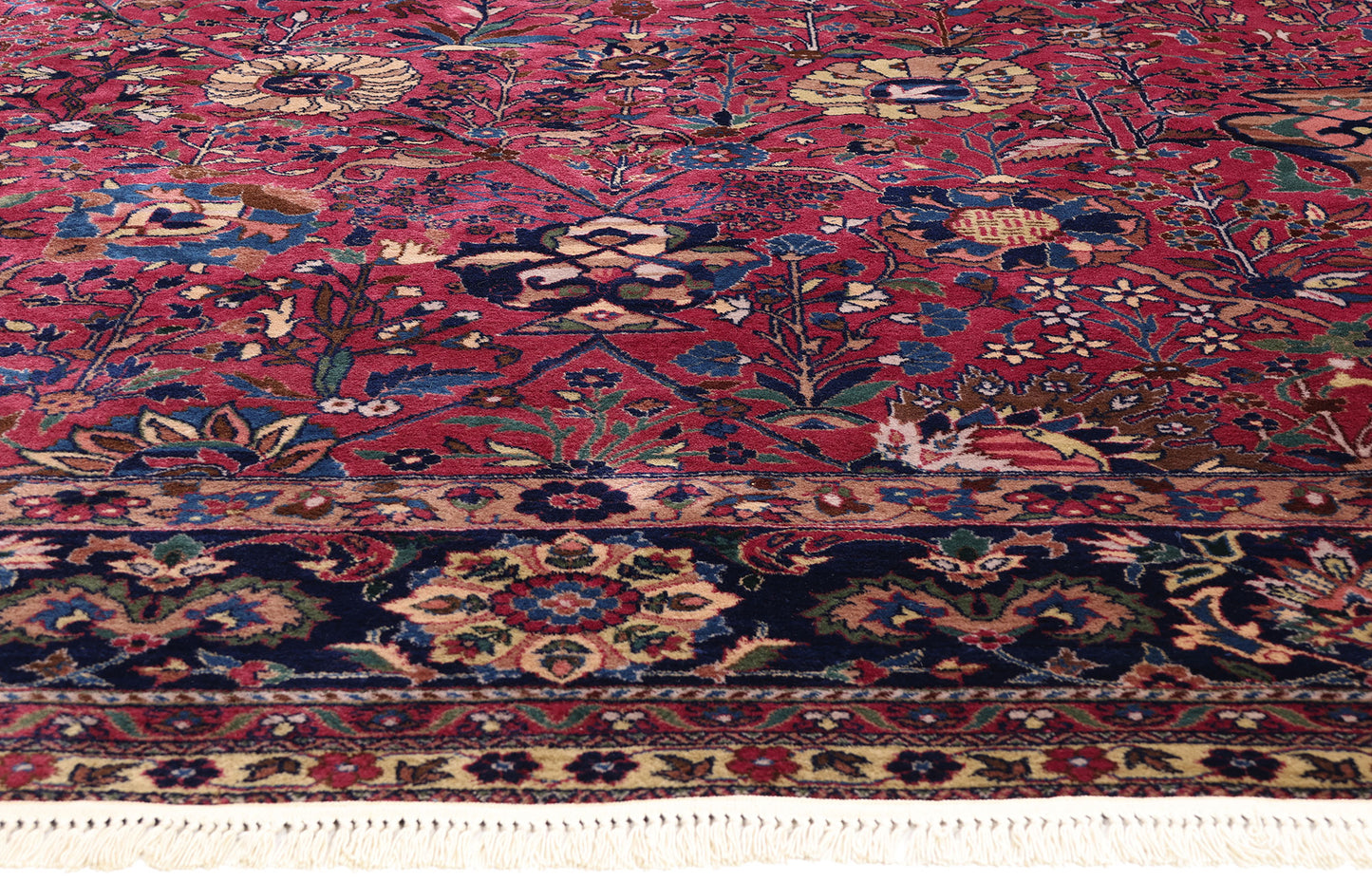 13 x 15 - Burgundy Vintage Indian Agra Rug - 79738