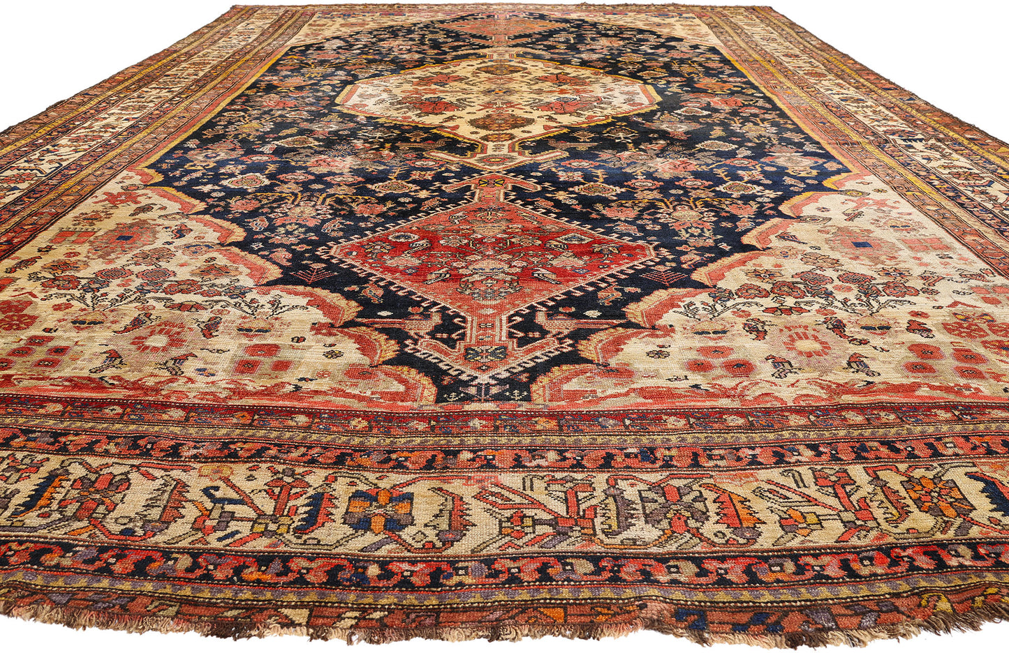 11 x 19 - Navy Blue Antique Persian Shiraz Rug - 79739