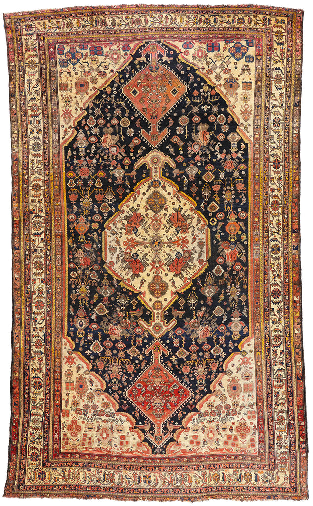 11 x 19 - Navy Blue Antique Persian Shiraz Rug - 79739
