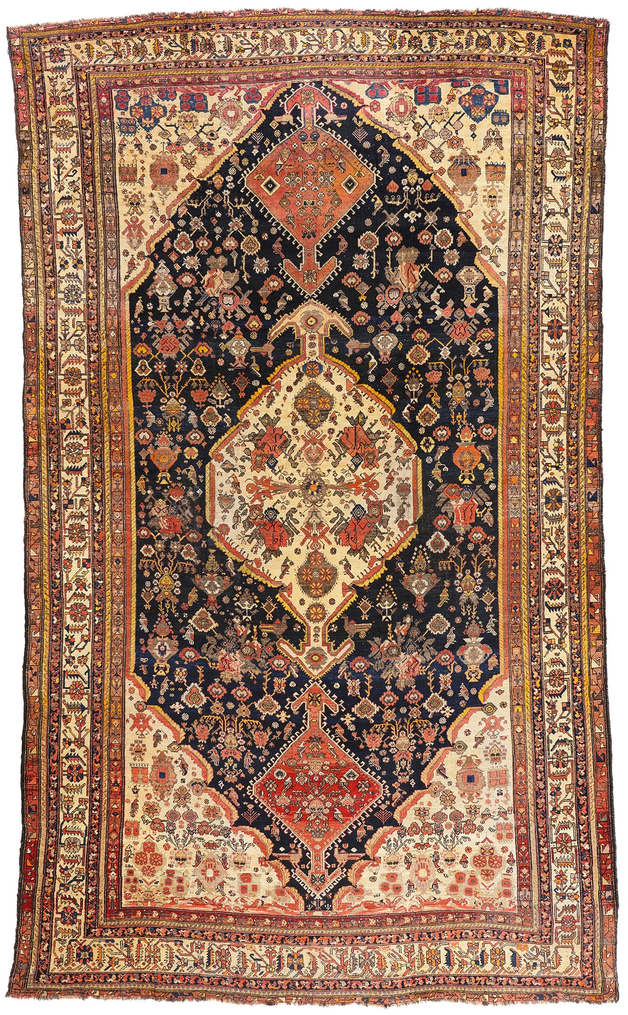11 x 19 - Navy Blue Antique Persian Shiraz Rug - 79739