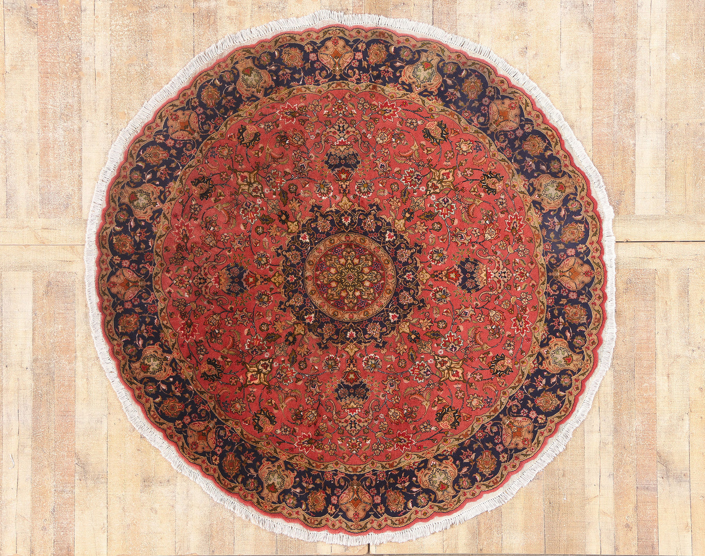 7 x 7 - Red Vintage Persian Tabriz Rug - 79740