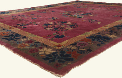 9 x 12 - Burgundy Antique Chinese Art Deco Rug - 79746