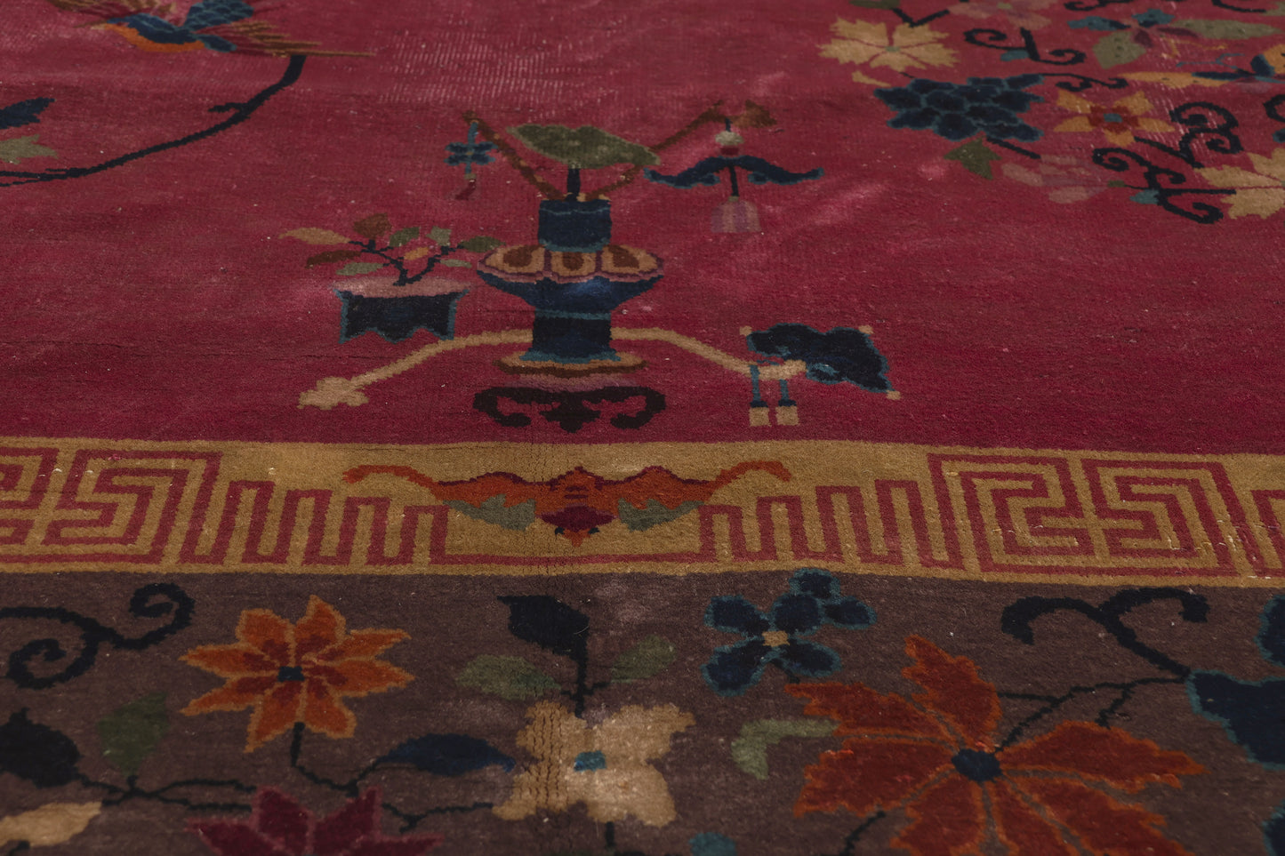 9 x 12 - Burgundy Antique Chinese Art Deco Rug - 79746