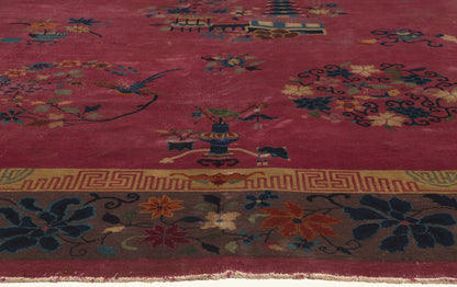 9 x 12 - Burgundy Antique Chinese Art Deco Rug - 79746