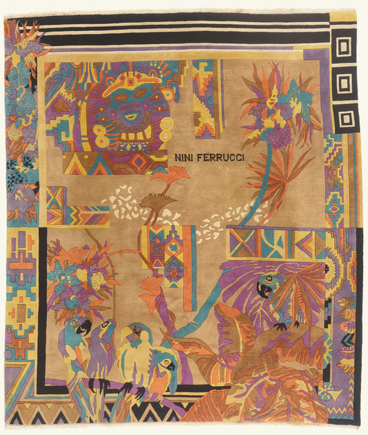 8 x 10 - Multicolor Vintage Pictorial Tibetan Rug - 79747