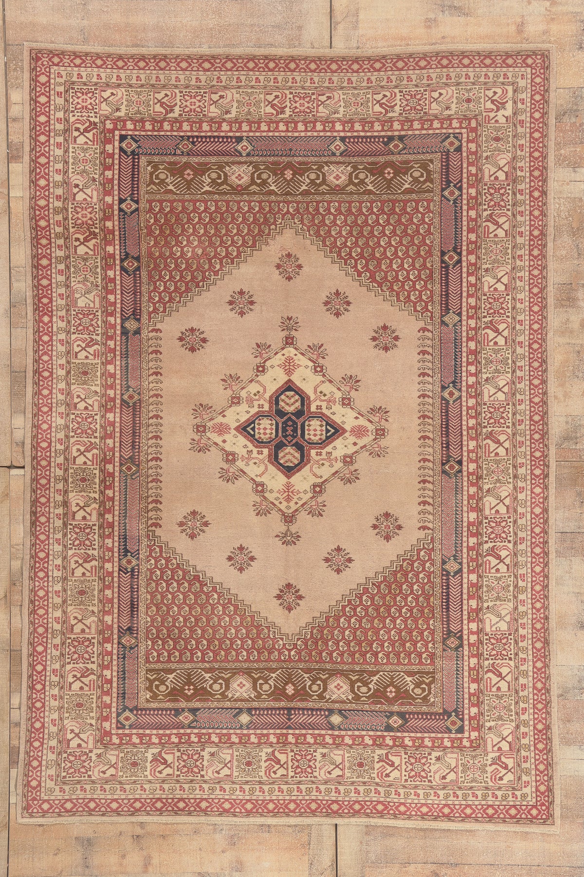 7 x 9 - Tan Vintage Turkish Oushak Rug - 79748