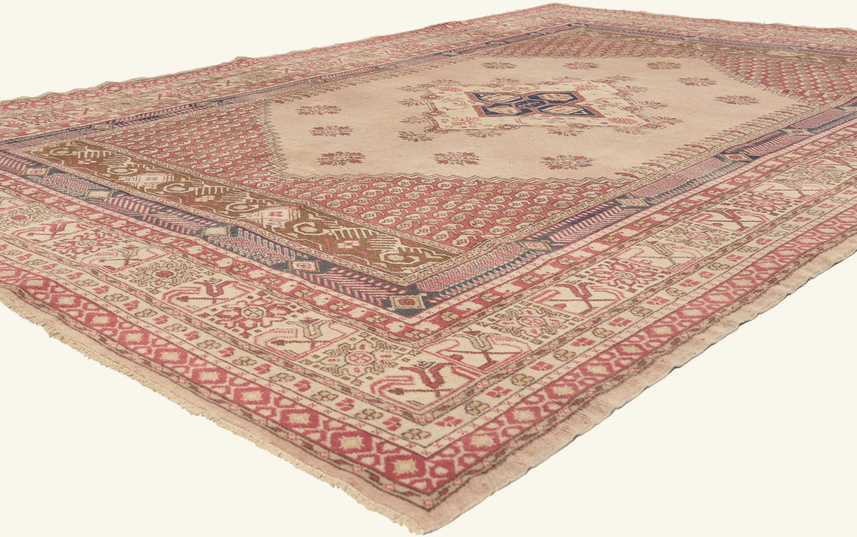 7 x 9 - Tan Vintage Turkish Oushak Rug - 79748