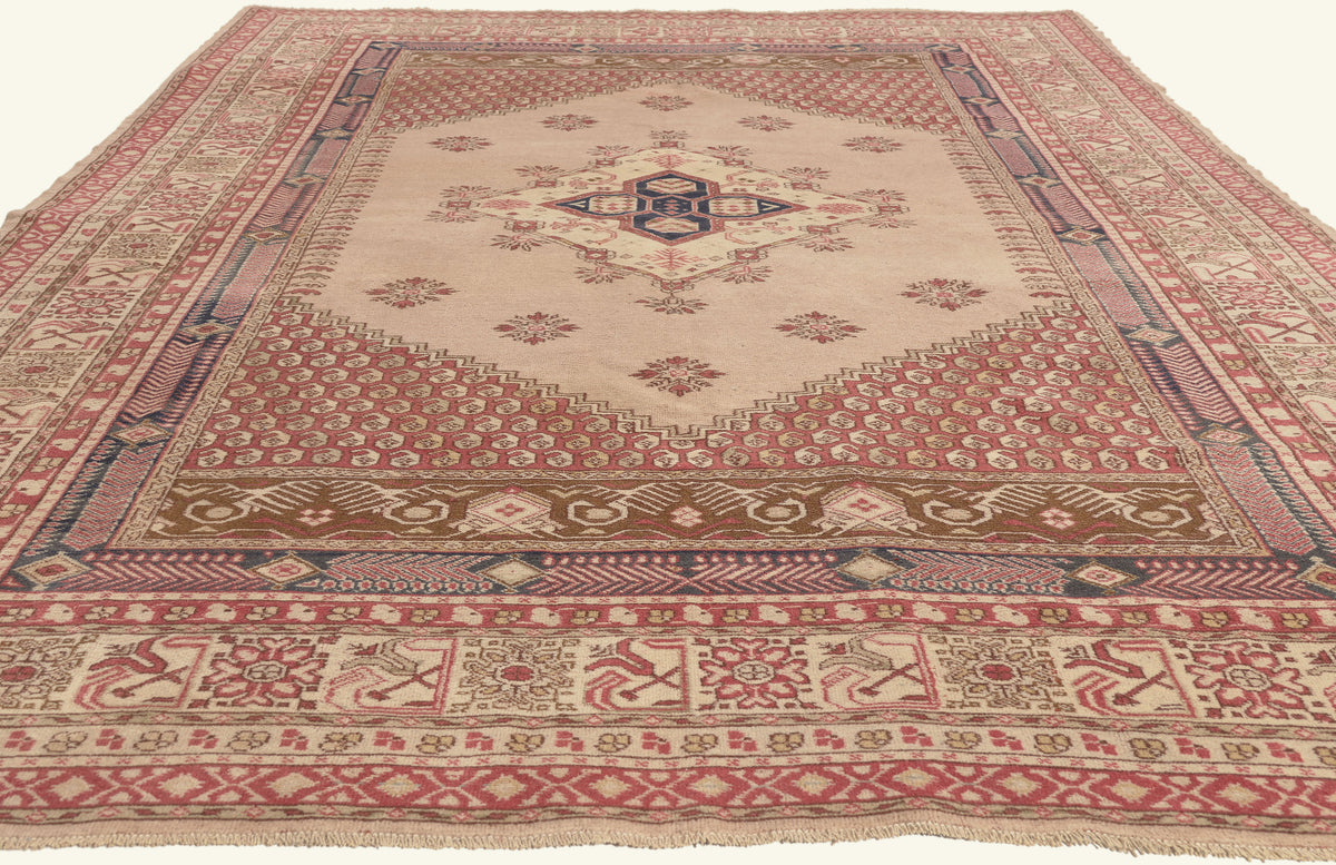 7 x 9 - Tan Vintage Turkish Oushak Rug - 79748