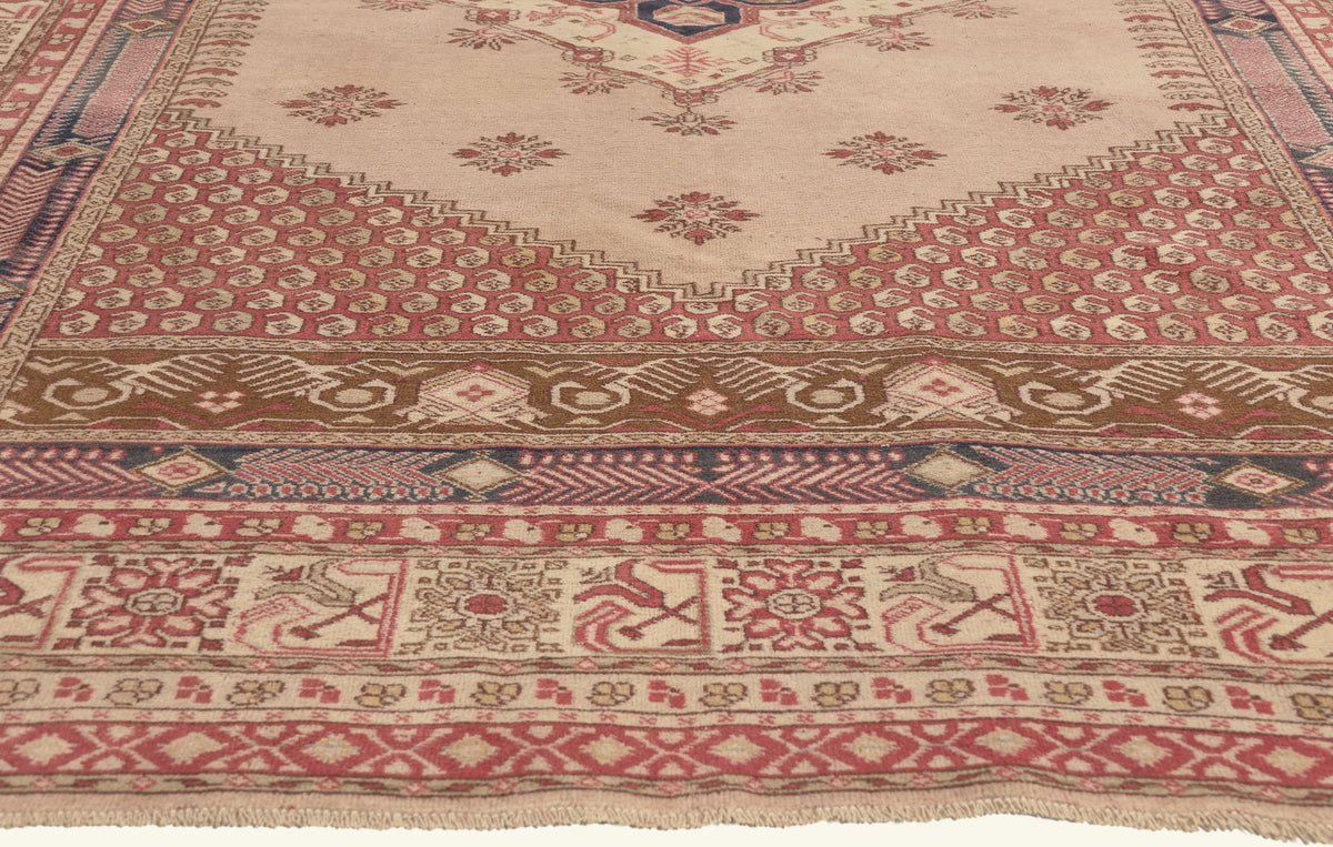 7 x 9 - Tan Vintage Turkish Oushak Rug - 79748