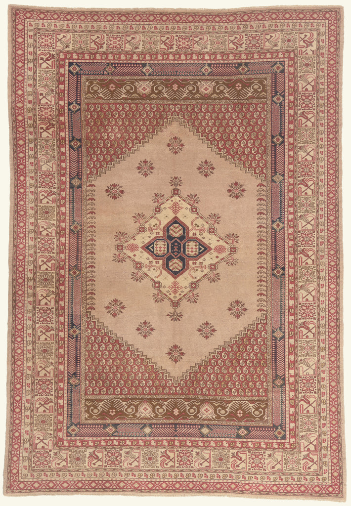 7 x 9 - Tan Vintage Turkish Oushak Rug - 79748