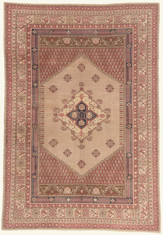 7 x 9 - Tan Vintage Turkish Oushak Rug - 79748