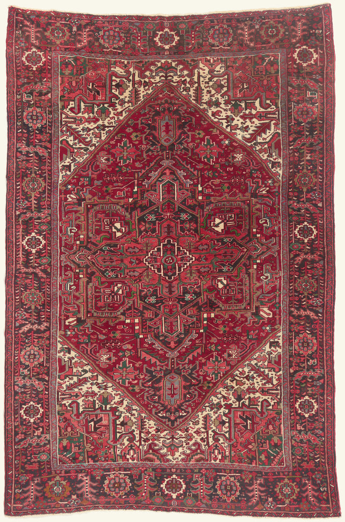8 x 11 - Red Vintage Persian Heriz Rug - 79749