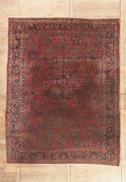 9 x 12 - Red Antique Persian Sarouk Rug - 79750