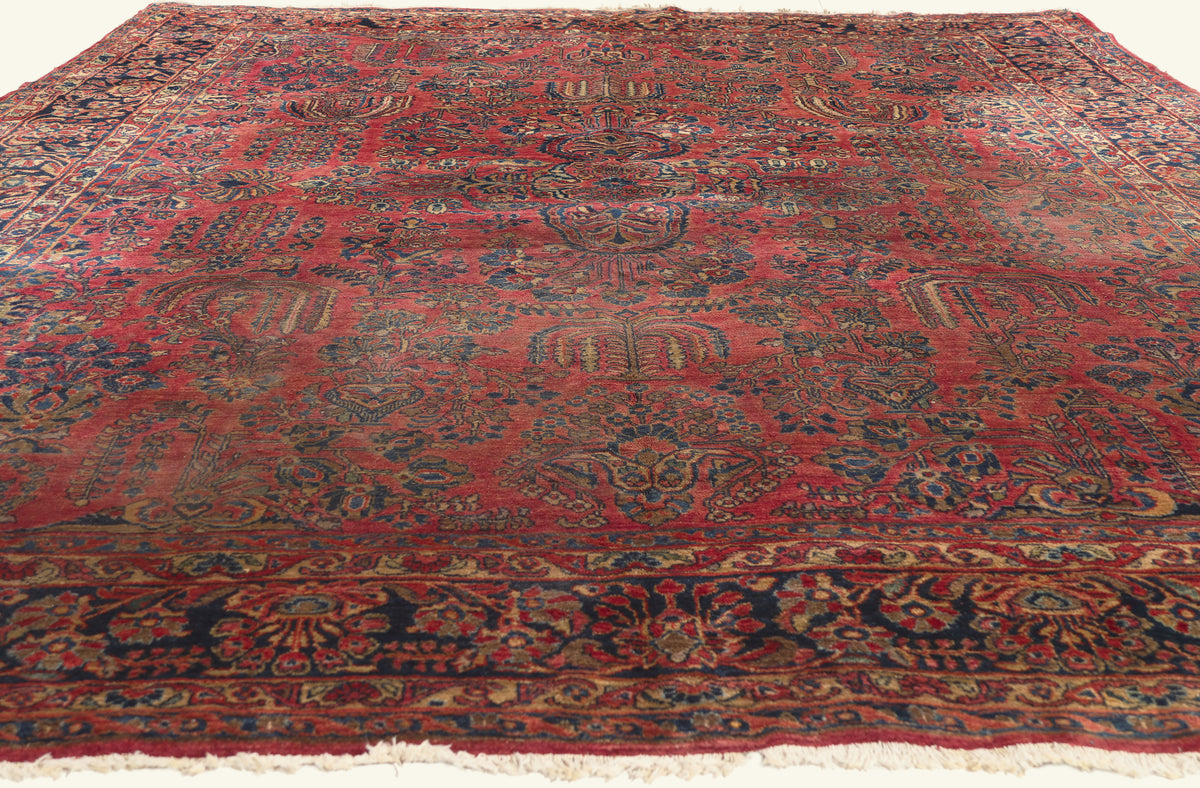 9 x 12 - Red Antique Persian Sarouk Rug - 79750