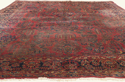 9 x 12 - Red Antique Persian Sarouk Rug - 79750