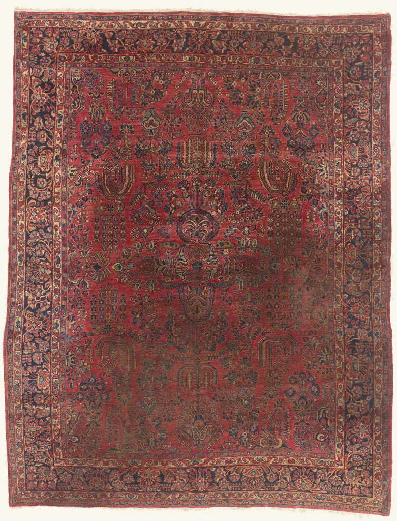 9 x 12 - Red Antique Persian Sarouk Rug - 79750