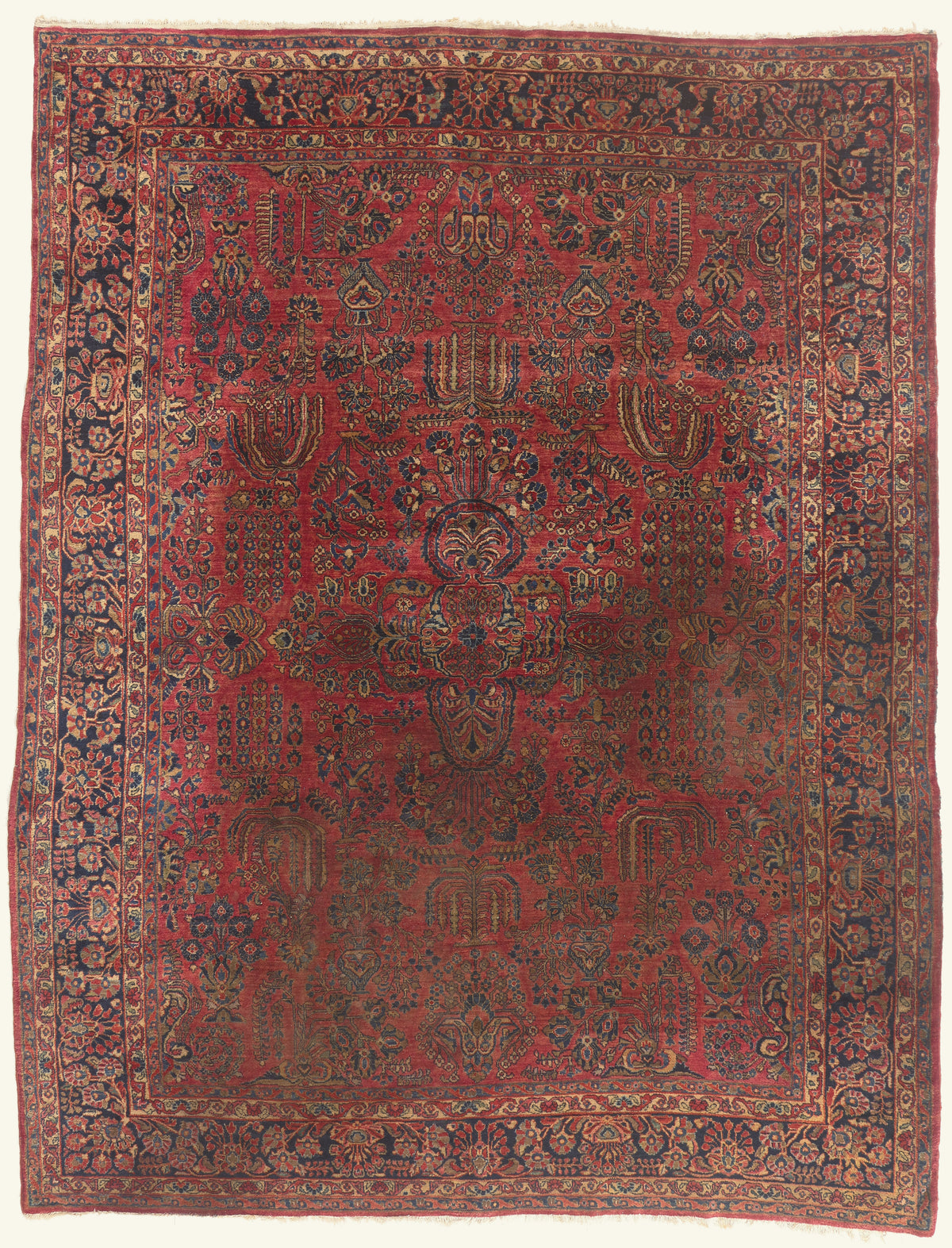 9 x 12 - Red Antique Persian Sarouk Rug - 79750