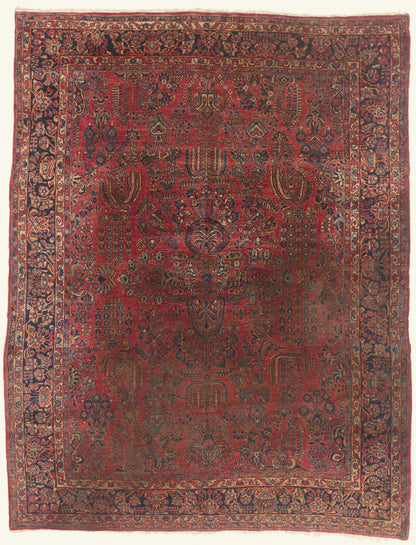 9 x 12 - Red Antique Persian Sarouk Rug - 79750