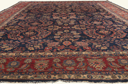 12 x 17 - Navy Blue Antique Persian Sarouk Rug - 79751