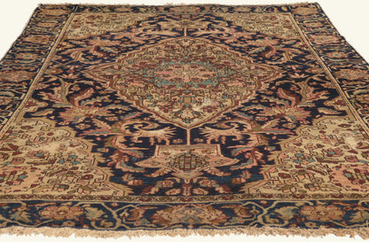 4 x 6 Navy Blue Antique Persian Farahan Rug 79752