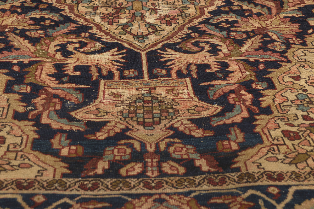 4 x 6 Navy Blue Antique Persian Farahan Rug 79752