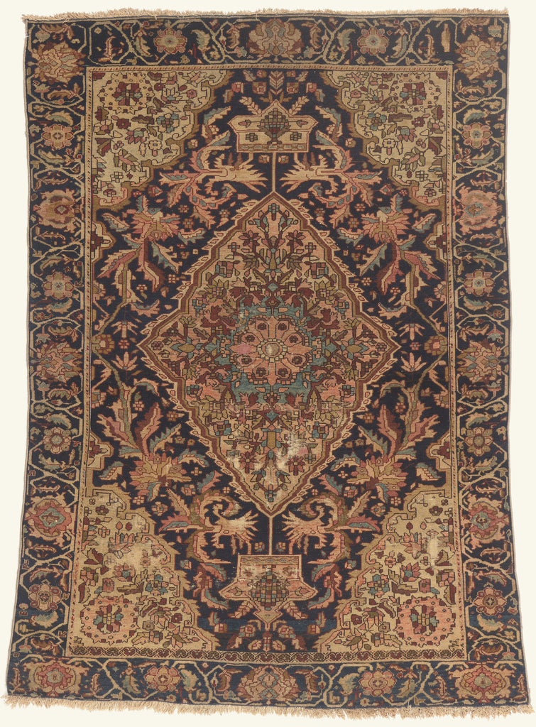 4 x 6 Navy Blue Antique Persian Farahan Rug 79752