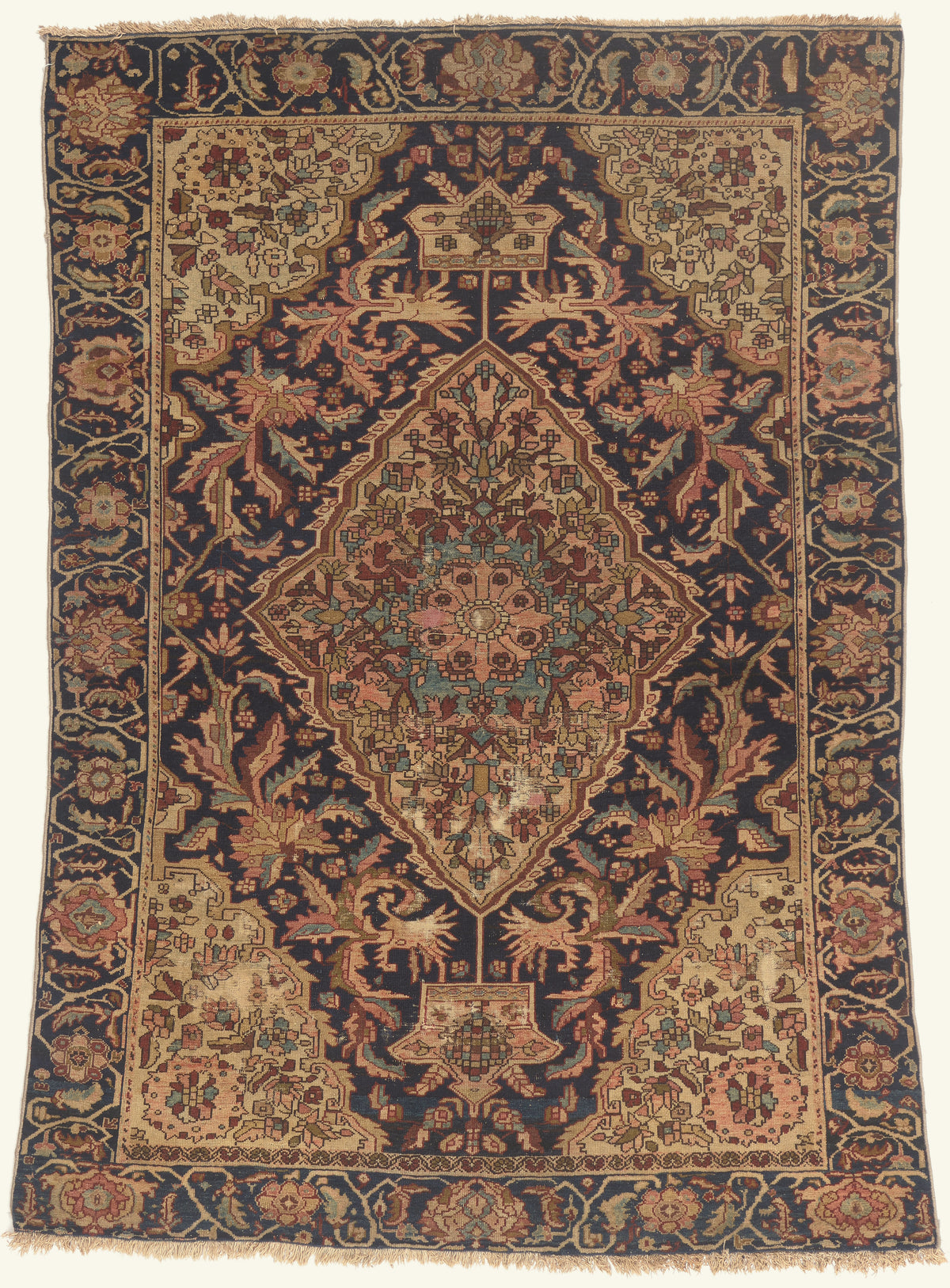 4 x 6 Navy Blue Antique Persian Farahan Rug 79752
