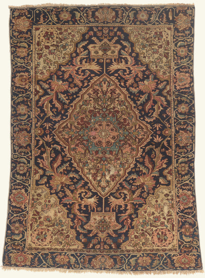 4 x 6 Navy Blue Antique Persian Farahan Rug 79752