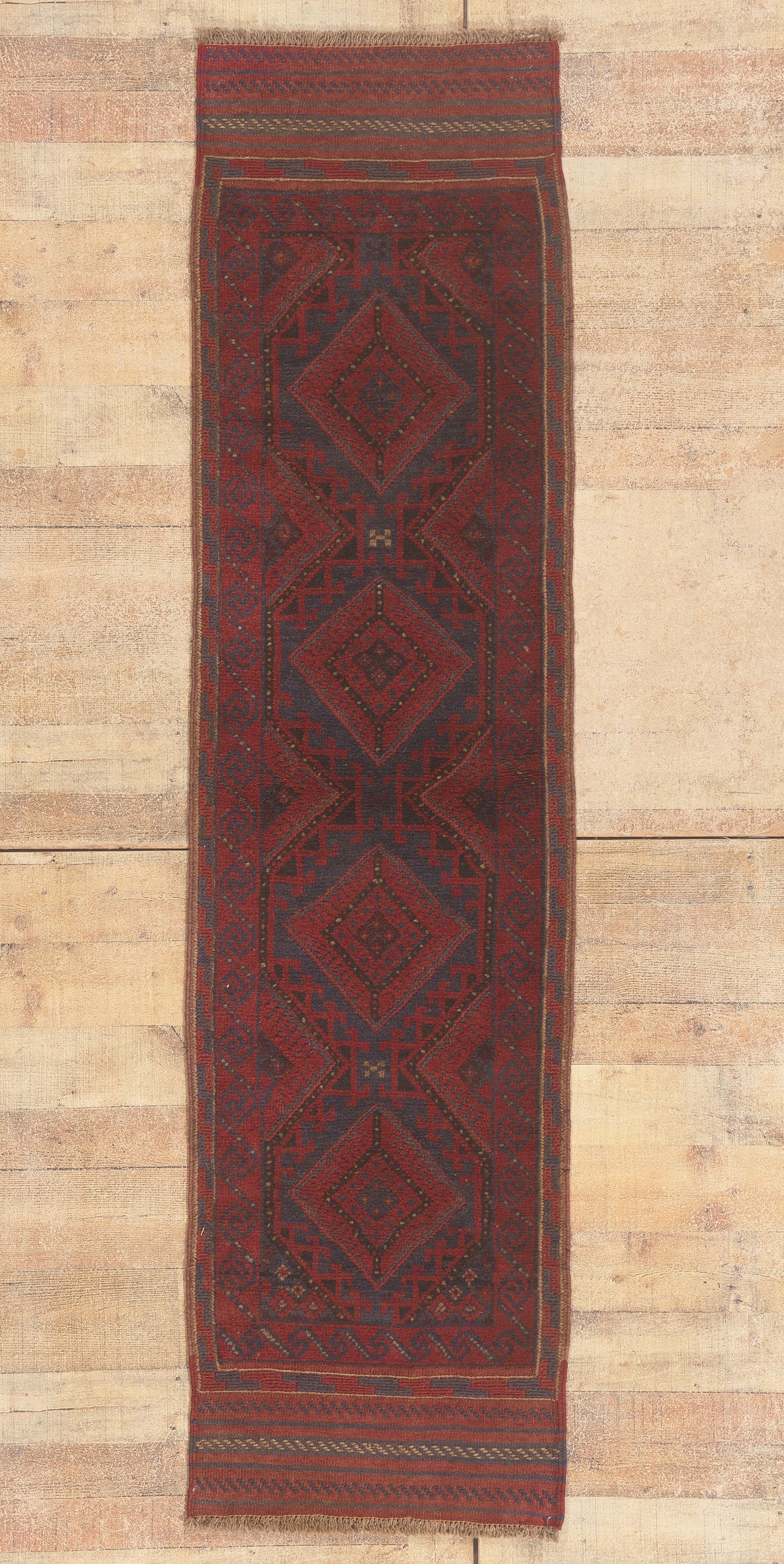 2 x 8 - Navy Blue Antique Afghani Baluch Rug - 79754