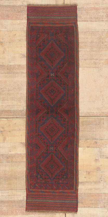 2 x 8 - Navy Blue Antique Afghani Baluch Rug - 79754