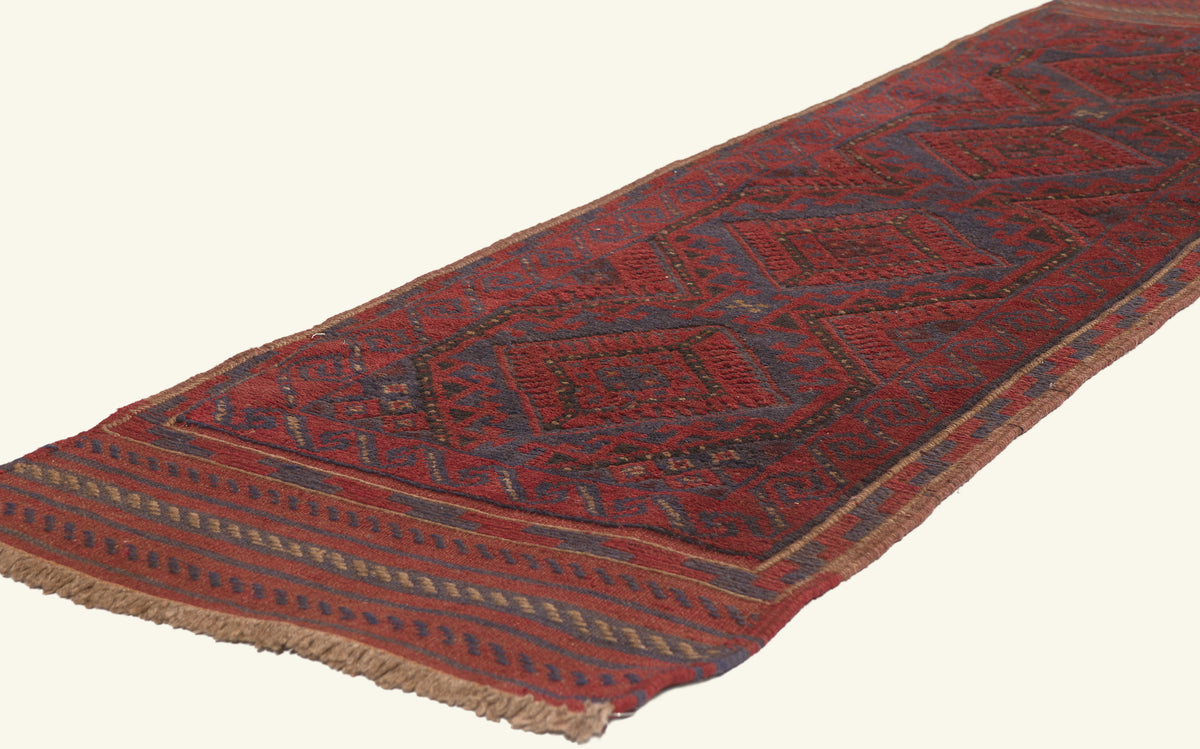 2 x 8 - Navy Blue Antique Afghani Baluch Rug - 79754