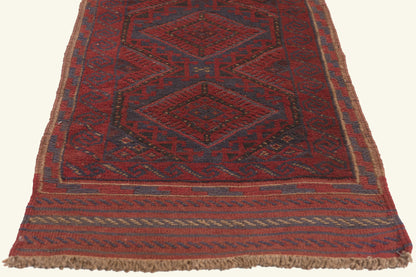 2 x 8 - Navy Blue Antique Afghani Baluch Rug - 79754